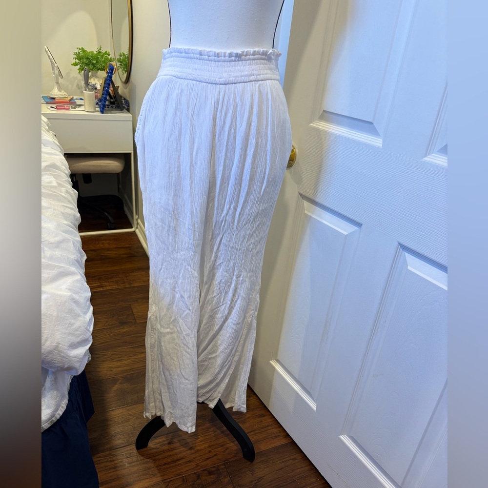 Hollister White Wide Leg Beach Pants Large